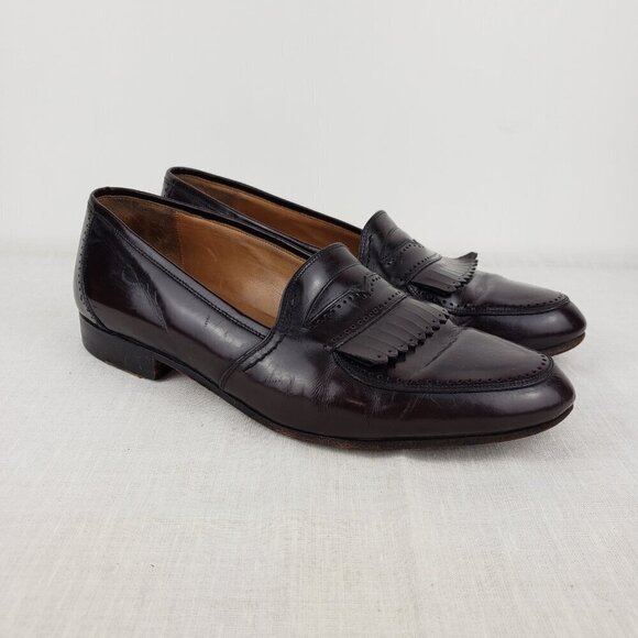 Bally Kiltie Loafers Brown Leather Classic Slip On Shoes Mens Size 9.5 EEE